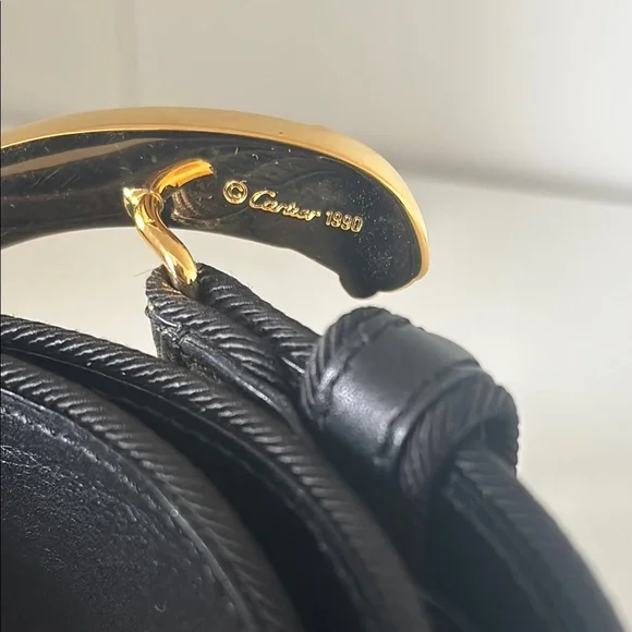 Elegant Black Leather Cartier Belt